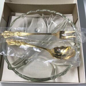 Vintage 1847 Rogers Bros Magic Rose 3 -Piece Relish Set gold electroplate